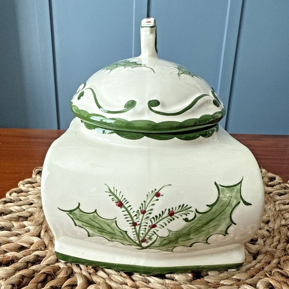 RCCL Tureen Handpainted Christmas Holly Berry Signed JS #222 Portugal Ceramic‎ - Picture 4 of 11